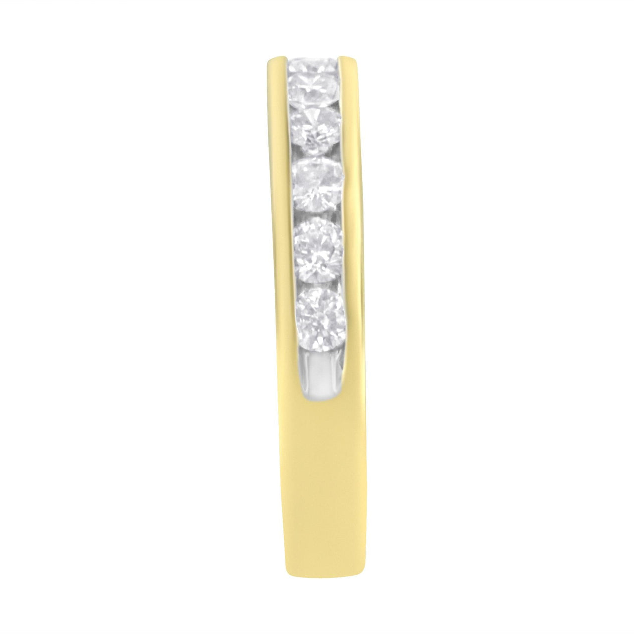 IGI Certified 18K Yellow Gold 1.0 Cttw Channel Set Round-Cut Diamond 11 Stone Anniversary/Wedding Band Ring (I-J Color, I1-I2 Clarity)