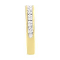 IGI Certified 18K Yellow Gold 1.0 Cttw Channel Set Round-Cut Diamond 11 Stone Anniversary/Wedding Band Ring (I-J Color, I1-I2 Clarity)