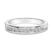 IGI Certified 1/2 Cttw Princess Cut Diamond 18K White Gold Channel Set Half Eternity Style Wedding Band Ring (H-I Color, SI2-I1 Clarity)