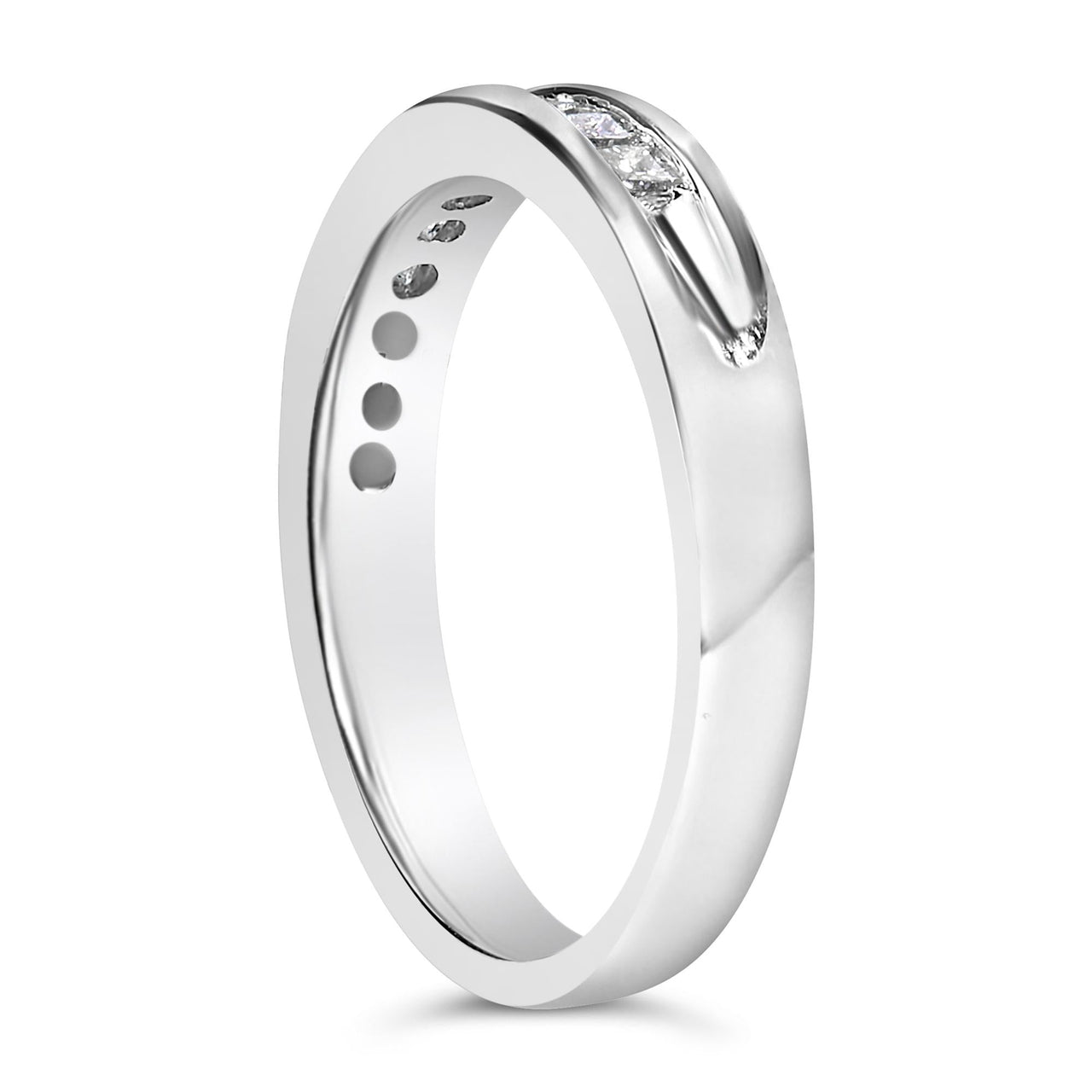 IGI Certified 1/2 Cttw Princess Cut Diamond 18K White Gold Channel Set Half Eternity Style Wedding Band Ring (H-I Color, SI2-I1 Clarity)