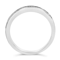 .925 Sterling Silver 1/2 Cttw Princess-Cut Diamond Channel-Set Half-Eternity Wedding or Anniversary Band Ring (H-I Color, I2 Clarity)