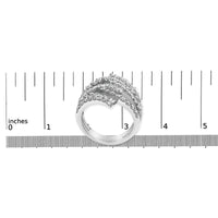 18K White Gold 1 3/4 Cttw Diamond Multi Crossover and Split Shank Cocktail Ring