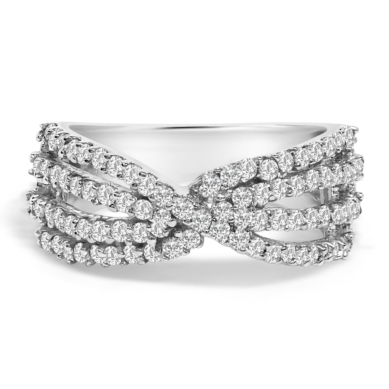 10K White Gold Diamond Bypass Ring (1 Cttw, G-H Color, SI2-I1 Clarity)
