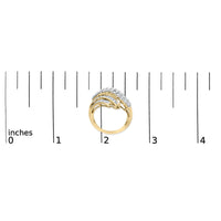 10K Yellow Gold 1.0 Cttw Round & Baguette Cut Diamond 64 Stone Bypass Style Channel Set Modern Statement Ring (H-I Color, SI1-SI2 Clarity)