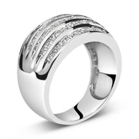 Silver 1.0 Cttw Channel Set Baguette Diamond 6-Row Domed Cocktail Ring