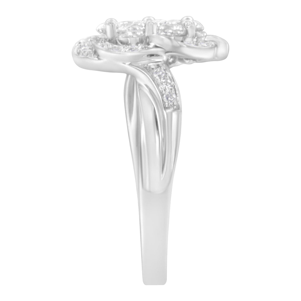 14K White Gold Floral Cluster Diamond Ring (1 Cttw, H-I Color, SI2-I1 Clarity)