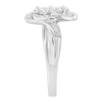 14K White Gold Floral Cluster Diamond Ring (1 Cttw, H-I Color, SI2-I1 Clarity)