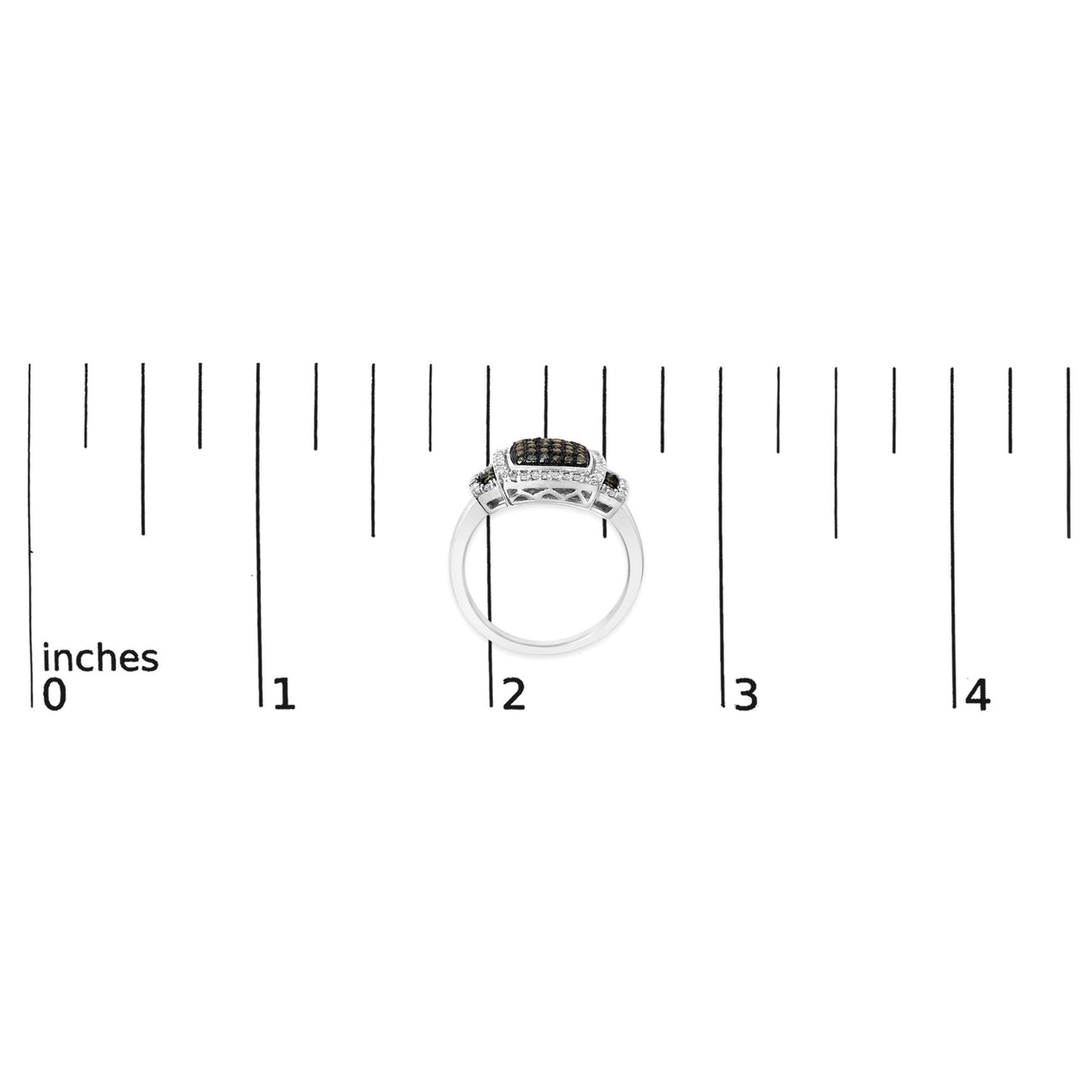 Black Rhodium Plated .925 Sterling Silver 1/2 Cttw White & Blue Diamond Square Halo Cocktail Ring (Fancy Blue & H-I Color, I2-I3 Clarity)