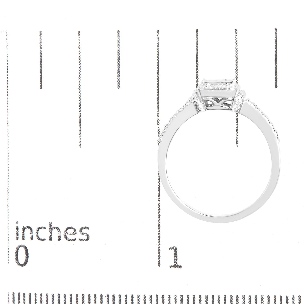 .925 Sterling Silver 1/4 Cttw Princess-cut Diamond Composite Ring with Beaded Halo (H-I Color, SI1-SI2 Clarity)