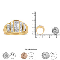 14K Yellow Gold 1 3/4 Cttw Baguette and Princess-Cut Diamond Step Up Tapered Cocktail Ring Band (G-H Color, VS1-VS2 Clarity)
