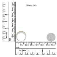 10K White and Yellow Gold 1.00 Cttw Baguette and Round cut Diamond Art Deco Multi-Row Ring Band (I-J Color, I1-I2 Clarity)