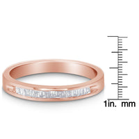 10K Rose Gold over .925 Sterling Silver 1/5 Cttw Diamond Channel-Set Stackable Band Ring (H-I Color, I1-I2 Clarity)