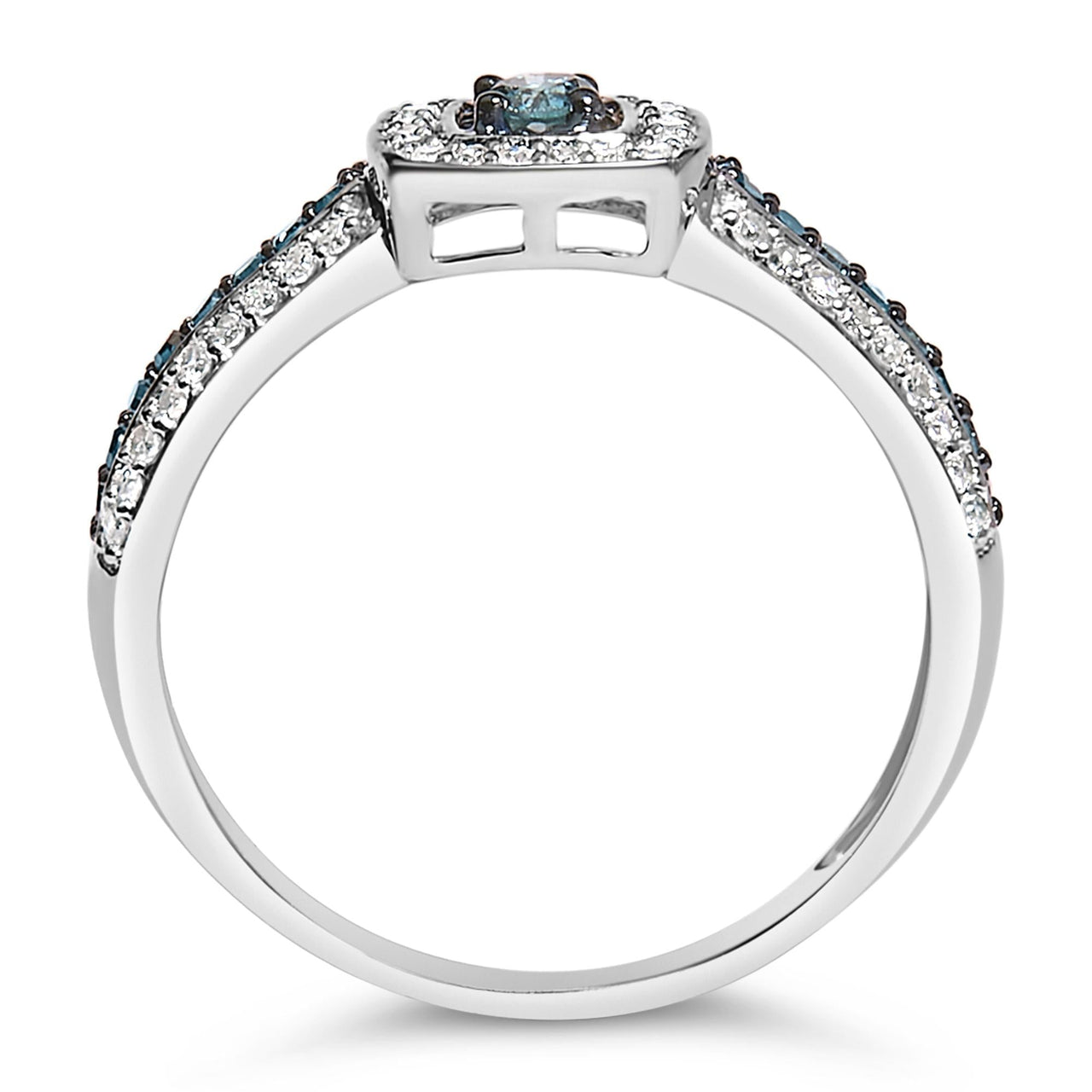 .925 Sterling Silver Treated Blue Miracle-Set Diamond Engagement Ring (1/2 Cttw, J-K Color, I1-I2 Clarity)