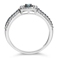 .925 Sterling Silver Treated Blue Miracle-Set Diamond Engagement Ring (1/2 Cttw, J-K Color, I1-I2 Clarity)