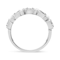 .925 Sterling Silver 1/4 Cttw Miracle Set Diamond 5-Stone Swirl Band Ring (I-J Color, I1-I2 Clarity)