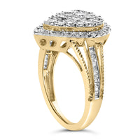 10K Yellow Gold Plated .925 Sterling Silver 1 1/2 Cttw Round-Cut Diamond Cocktail Ring (I-J Color, I1-I2 Clarity)