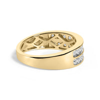 10K Yellow Gold Two-Row Diamond Band Ring (1 Cttw, J-K Color, I1-I2 Clarity)