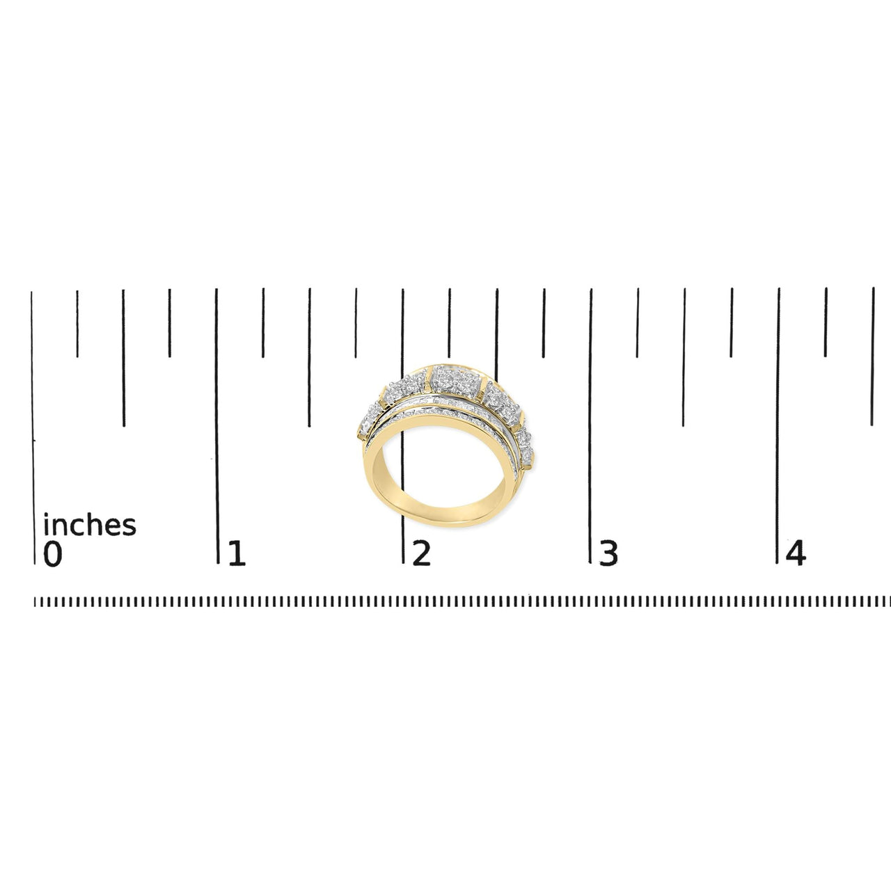 .925 Sterling Silver 2.0 Cttw Round & Baguette Cut Diamond Multi-Row Channel Set Tapered Cocktail Fashion Ring (I-J Color, I3 Clarity)