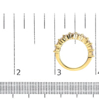 14K Yellow Gold Plated .925 Sterling Silver 2.0 Cttw Round Brilliant Cut Diamond 10 Stone Anniversary Band Ring (J-K Color, I1-I2 Clarity)