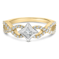 10K Two Tone Color 5/8 Cttw Diamond Kite and Twist Shank Ring (H-I Color,SI2-I1 Clarity)