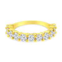 14K Yellow Gold Plated .925 Sterling Silver 1.00 Cttw Round-Cut Diamond 11 Stone Wedding Band Ring (J-K Color, I1-I2 Clarity)