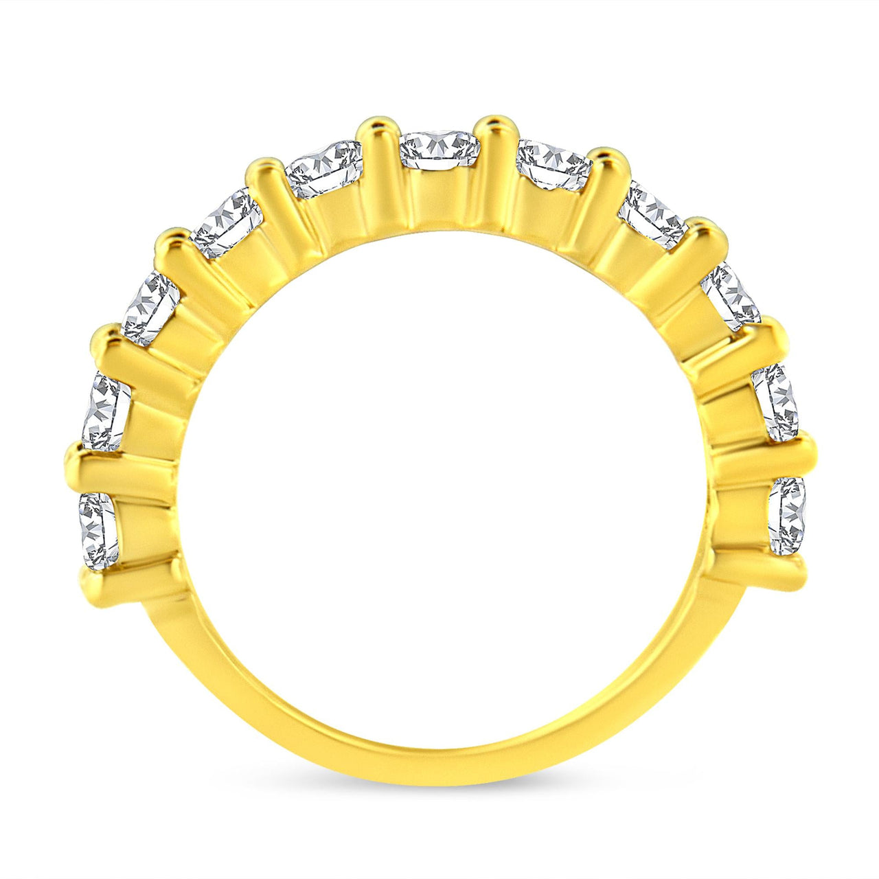 14K Yellow Gold Plated .925 Sterling Silver 1.00 Cttw Round-Cut Diamond 11 Stone Wedding Band Ring (J-K Color, I1-I2 Clarity)