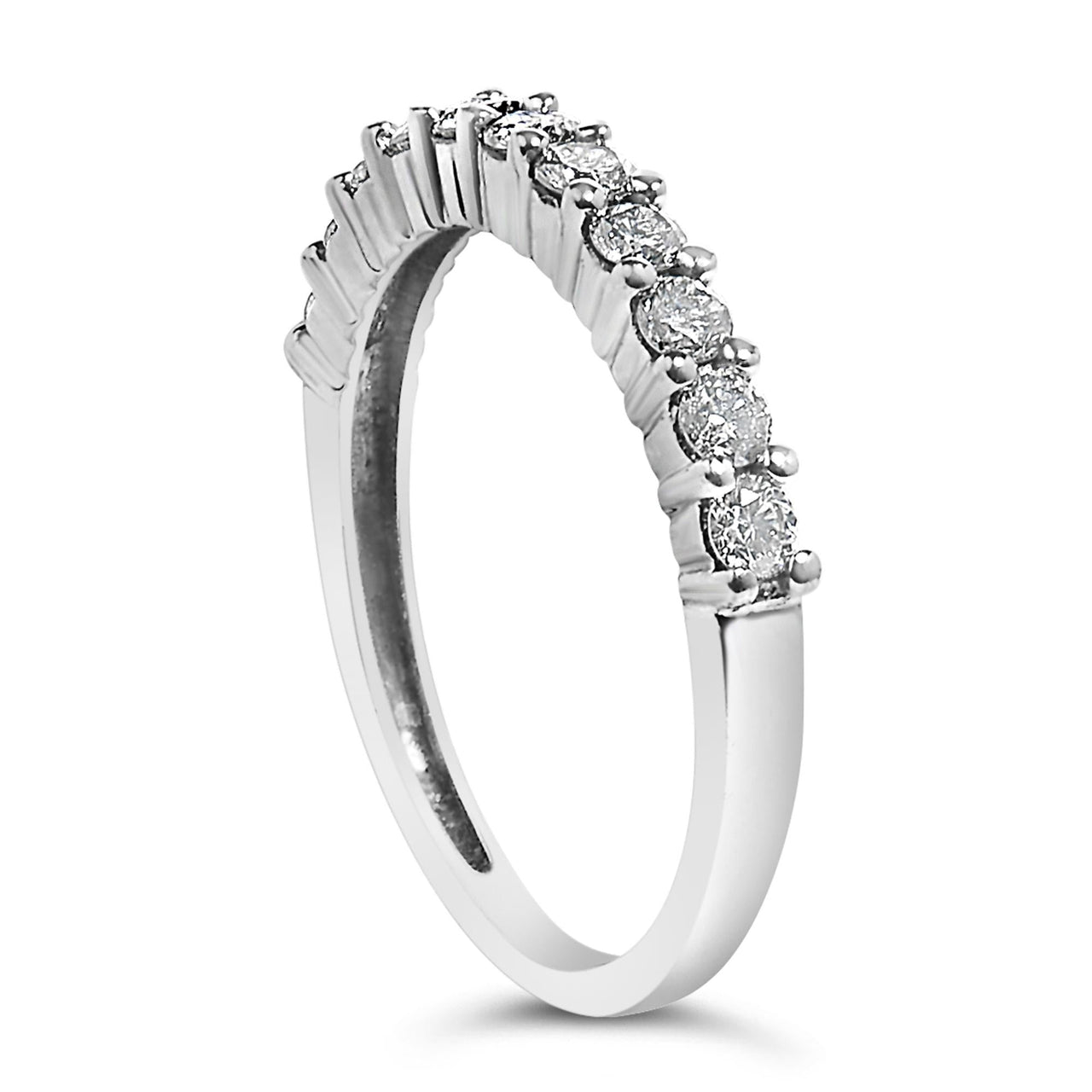 IGI Certified 1/2 Cttw Diamond 10K White Gold Prong Set Fluted Band Style Ring (I-J Color, I2-I3 Clarity)