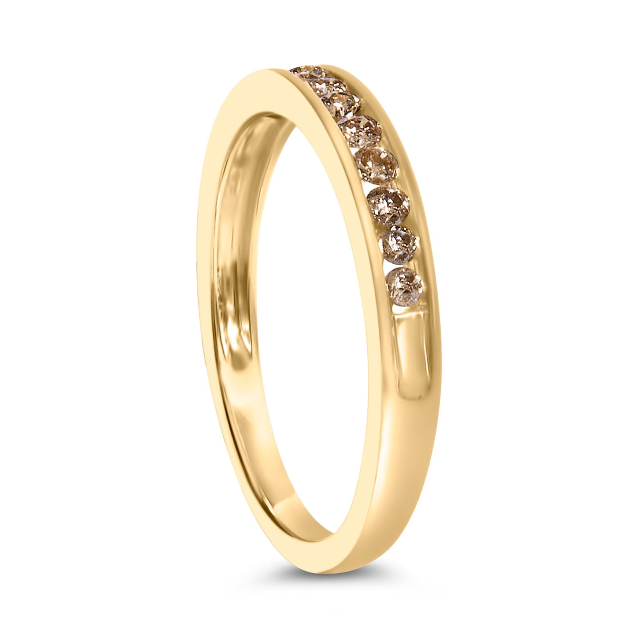 IGI Certified 1/4 Cttw Diamond 10K Yellow Gold Channel Set Band Style Ring (J-K Color, I2-I3 Clarity)