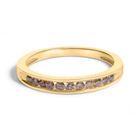 10K Yellow Gold Plated .925 Sterling Silver 1/4 Cttw Channel Set Round Diamond 11 Stone Wedding Band Ring (K-L Color, I1-I2 Clarity)