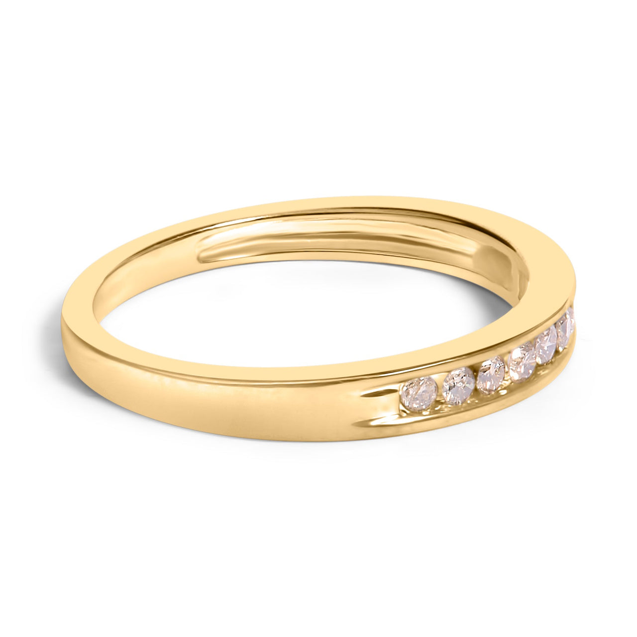 10K Yellow Gold Plated .925 Sterling Silver 1/4 Cttw Channel Set Round Diamond 11 Stone Wedding Band Ring (K-L Color, I1-I2 Clarity)