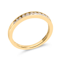 10K Yellow Gold Plated .925 Sterling Silver 1/4 Cttw Channel Set Round Diamond 11 Stone Wedding Band Ring (K-L Color, I1-I2 Clarity)