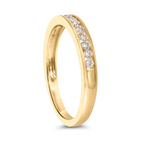 10K Yellow Gold Plated .925 Sterling Silver 1/4 Cttw Channel Set Round Diamond 11 Stone Wedding Band Ring (K-L Color, I1-I2 Clarity)