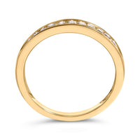 10K Yellow Gold Plated .925 Sterling Silver 1/4 Cttw Channel Set Round Diamond 11 Stone Wedding Band Ring (K-L Color, I1-I2 Clarity)