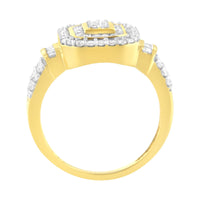 10K Yellow Gold Plated .925 Sterling Silver 3/4 Cttw Diamond Cluster Ring (I-J color, I1-I2 Clarity)