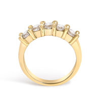 14K Yellow Gold Plated .925 Sterling Silver 1.0 Cttw Shared Prong-set Round Diamond 5 Stone Band Ring (J-K Color, I1-I2 Clarity)