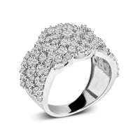 10K Gold 3.00 Cttw Diamond Multi Row Cluster Band Ring (I-J Color, I3 Clarity)