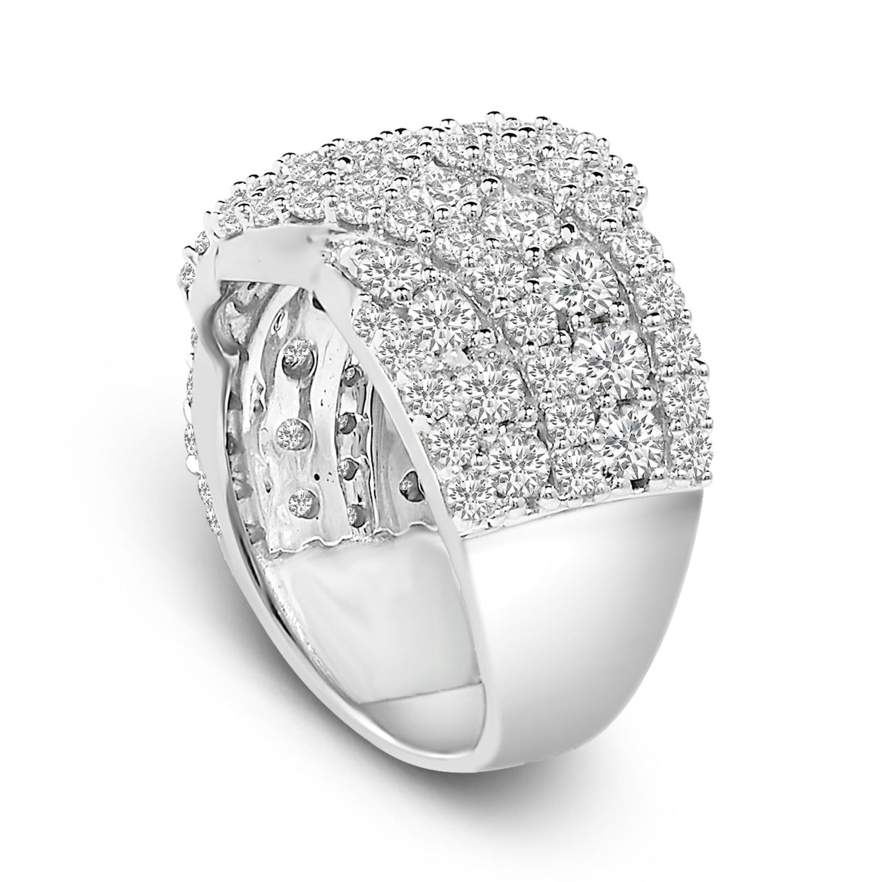 10K Gold 3.00 Cttw Diamond Multi Row Cluster Band Ring (I-J Color, I3 Clarity)