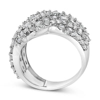 10K Gold 3.00 Cttw Diamond Multi Row Cluster Band Ring (I-J Color, I3 Clarity)