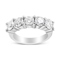 14K White Gold 3.0 Cttw Lab Grown Diamond Shared Prong Set 5 Stone Anniversary Band Ring (F-G Color, VS2-SI1 Clarity)
