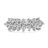 Sterling Silver 1 1/4 Cttw Princess Diamond Cluster Band Ring