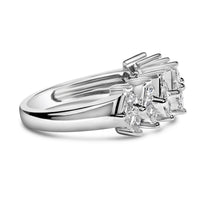 Sterling Silver 1 1/4 Cttw Princess Diamond Cluster Band Ring
