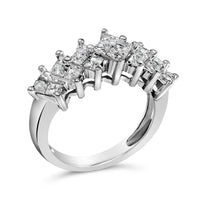 Sterling Silver 1 1/4 Cttw Princess Diamond Cluster Band Ring