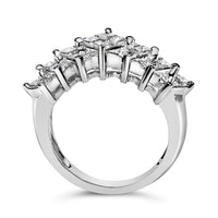 Sterling Silver 1 1/4 Cttw Princess Diamond Cluster Band Ring