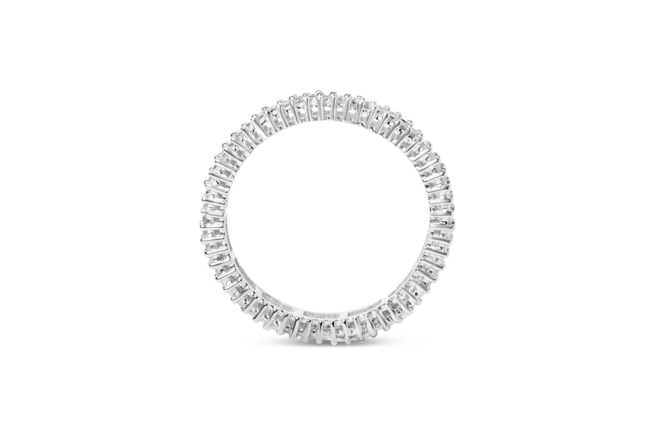 10K White Gold 1.0 Cttw Princess Cut Diamond Double Row Eternity Band Ring