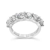 14K White Gold 3.0 Cttw Lab-Grown Diamond Shared Prong Set 6 Stone Band Ring (G-H Color, VS2-SI1 Clarity)
