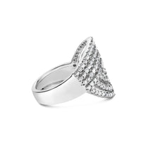 10K White Gold 1 1/2 Cttw Princess Diamond Swirl Design Cocktail Ring
