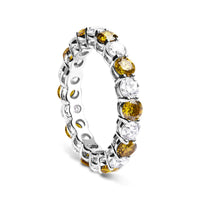 14K White Gold 3.00 Cttw Alternating White and Yellow Lab-Grown Diamond Eternity Band Ring (F-G Color, VS1-VS2 Clarity)