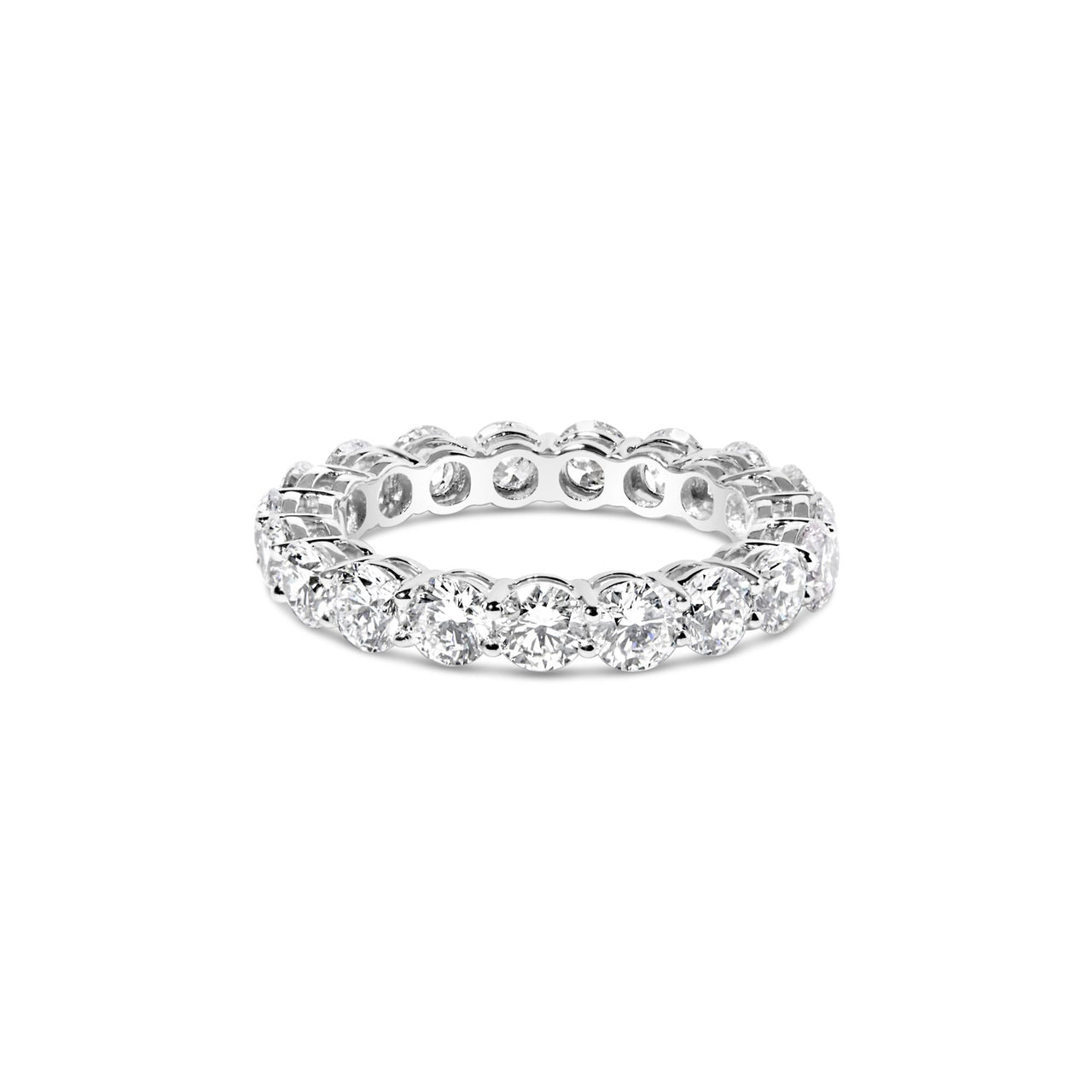 14K White Gold 4.00 Cttw Round Lab-Grown Diamond Eternity Band Ring (F-G Color, VS1-VS2 Clarity)