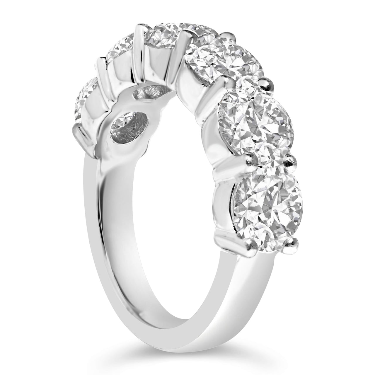 14K White Gold 3.0 Cttw Lab-Grown Diamond Shared Prong Set 6 Stone Band Ring