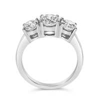 14K White Gold 2.00 Cttw Lab Grown Diamond 3 Stone Ring Band (F-G Color, VS1-VS2 Clarity)